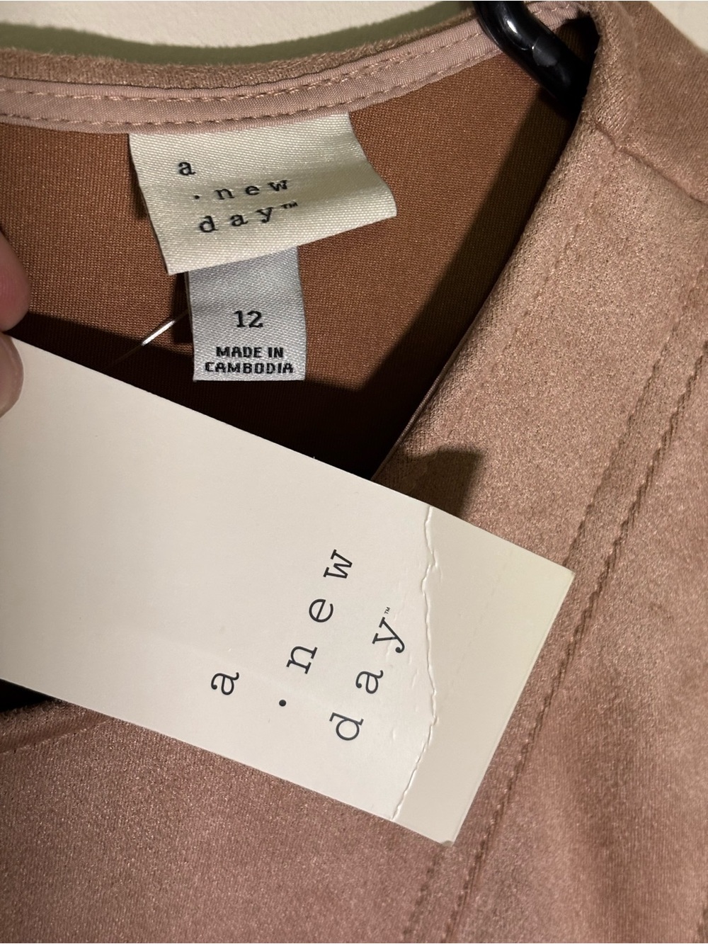 a new day Sleeveless Rose/Tan Suede Shift Dress NWT size 12 - Picture 2 of 8